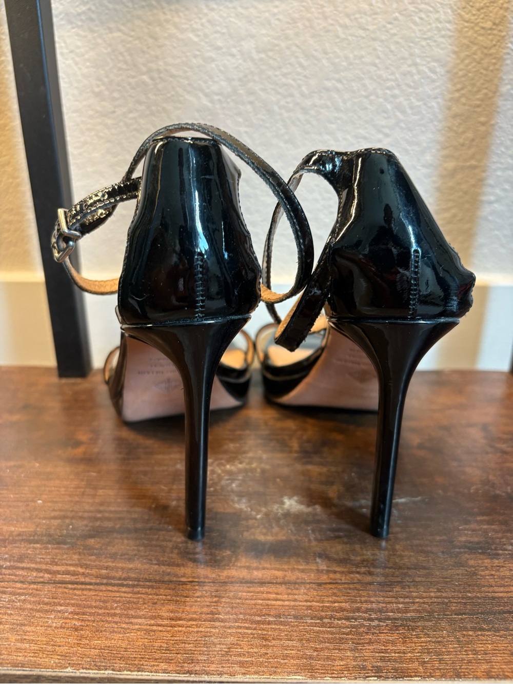 ANTONIO MELANI Black Patent Ankle-Strap Square-Toe Heels - Picture 5 of 8